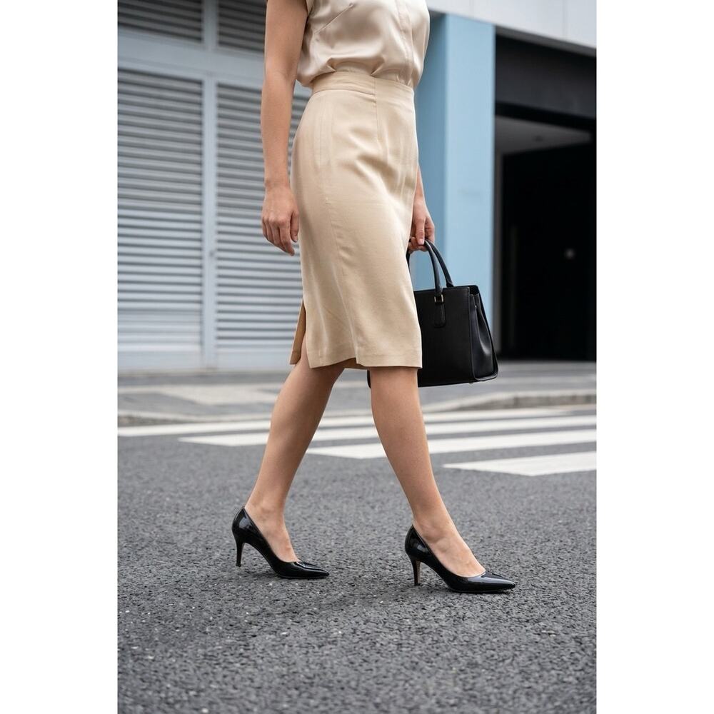 Vintage Ivory Cream Silk Pencil Skirt Sz 6P Minimalist Old Money French Girl